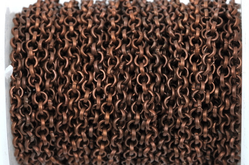 10 meters (32+ feet) Copper Rolo Chain, Round Rolo Links are 3mm, fch0398b