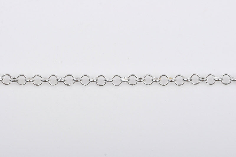 1 yard (3 feet) Silver Plated Rolo Chain, Round Rolo Links are 3mm, fch0399a
