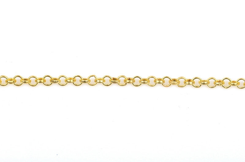 10 meters (32+ feet) Bright Gold Plated Rolo Chain, Round Rolo Links are 3mm, fch0400b