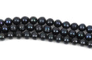 7mm to 8mm Cultured Freshwater Round Potato Pearls, Black with Peacock Sheen, full strand, about 55-56 beads, gpe0035