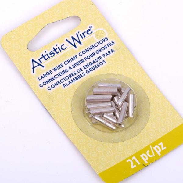 10mm Silver Plated Large Wire Crimp Tube Connectors, Artistic Wire, Use with 12, 14, 16 gauge wire, tarnish resistant, 21 pcs, fin0533