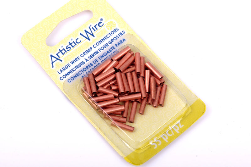 10mm Copper Plated Large Wire Crimp Tube Connectors, Artistic Wire, Use with 16 gauge (1.3mm) wire, bare copper, 50 pcs, fin0539