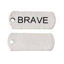 10 Antique Silver BRAVE Stamped Rectangle Charms, Jewelry Tags, 5/8" long chs2352