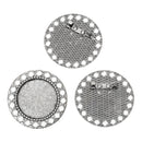 5 Antiqued Silver Brooch Pin with Bezel Cabochon Tray, 1-1/8" Bezel Tray (fits 30mm) pin blanks, pin0099