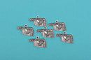 8 OKLAHOMA STATE Cutout Charm Pendants, textured silver tone metal, 21x15mm, chs2355