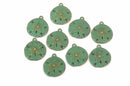10 SAND DOLLAR Shell Charm Pendants, bronze metal with verdigris patina, chb0428