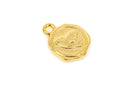 10 Gold Plated BIRD WAX Seal Charm Pendants, stamped wax seal design on both sides, chg0395