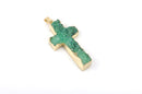 GREEN DRUZY Cross Pendants, Brass Bail, Gold Bail, Natural Druzy Agate Quartz Gemstones, 43mm long, gdz0178