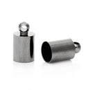 10 Gunmetal End Caps for Kumihimo Jewelry, Leather Cord End Connectors, Bails, Bead Caps, Fits up to 5mm cord, fin0544