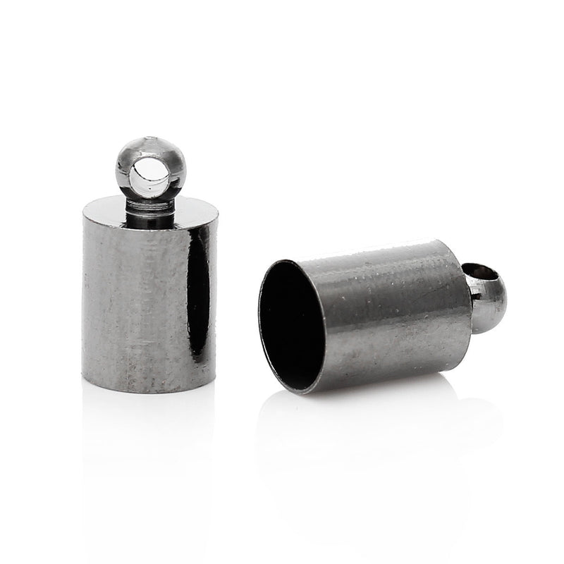 10 Gunmetal End Caps for Kumihimo Jewelry, Leather Cord End Connectors, Bails, Bead Caps, Fits up to 5mm cord, fin0544