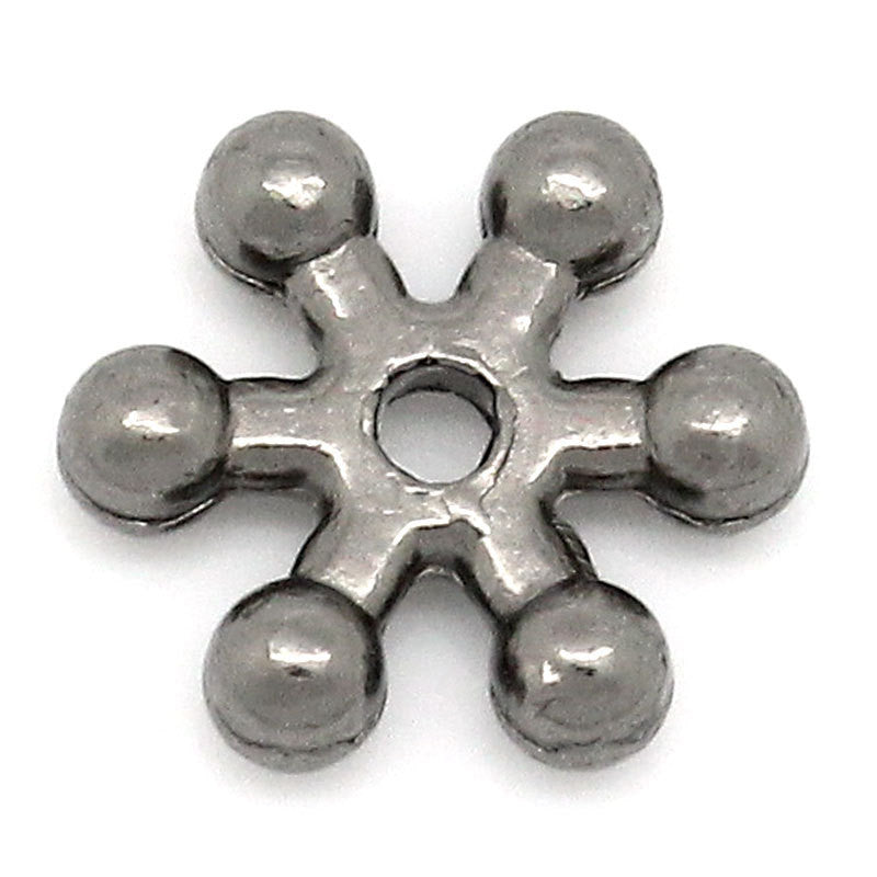 50 Gunmetal Black SNOWFLAKE Metal Spacer Beads, 8mm  bme0384