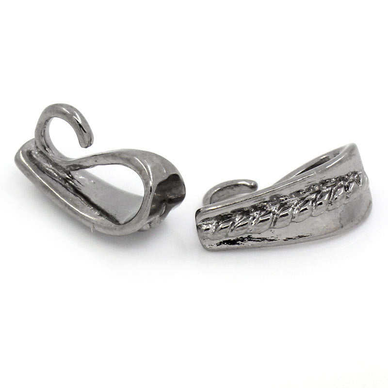 8 Gunmetal Bail Beads, rope scroll design, fits up to 3mm chain, fba0062