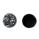 50 Round Resin Sparkly Dark SILVER DRUZY CABOCHONS, black backs, faux druzy, 8mm, cab0464b