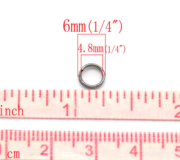 6mm split rings, 50 Gunmetal Split Rings, 6mm Double Loops Split Rings Open Jump Rings, gunmetal keyrings, 6mm jump rings, jum0172