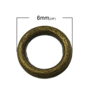 6mm Bronze Soldered Closed Jump Rings, 16 gauge, 1.2mm thick, 6mm OD, 3.6mm ID, 50 pcs, jum0173
