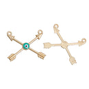 5 CROSSED ARROWS Charms, with Evil Eye, Light Gold Plated Charm Pendants, 2-hole Pendant Connector Link, 29x23mm, chg0417