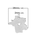 10 FRANCE MAP Charms, Silver Plated Country Pendants, Heart Cutout, 28x26mm, chs2437