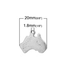 10 AUSTRALIA MAP Charms, Silver Australian Continent Pendants, Sydney, 20x17mm, chs2446