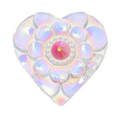 15 HEART Resin Sparkly CABOCHONS, decoden, iridescent kawaii flatbacks, 21mm (3/4") cab0465