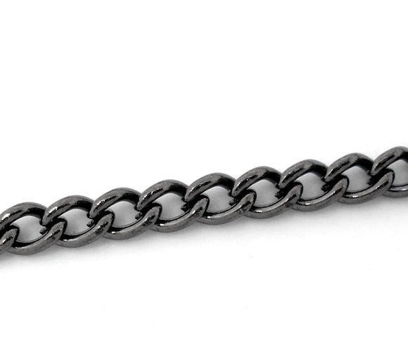 10 meters Bulk Gunmetal CURB Link Chain (32+ feet), oval links are 4x3mm, fch0405