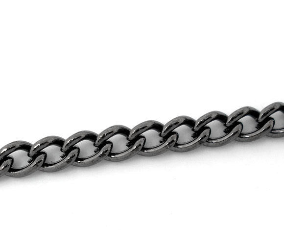 1 yard (3 feet) Bulk Gunmetal CURB Link Chain, tassel chain, oval links are 3x2mm, fch0475