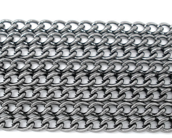 10 meters Bulk Gunmetal CURB Link Chain (32+ feet), oval links are 4x3mm, fch0405