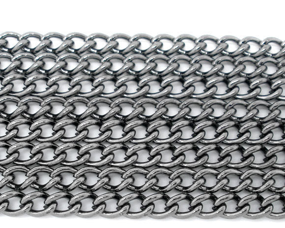1 yard (3 feet) Bulk Gunmetal CURB Link Chain, tassel chain, oval links are 3x2mm, fch0475