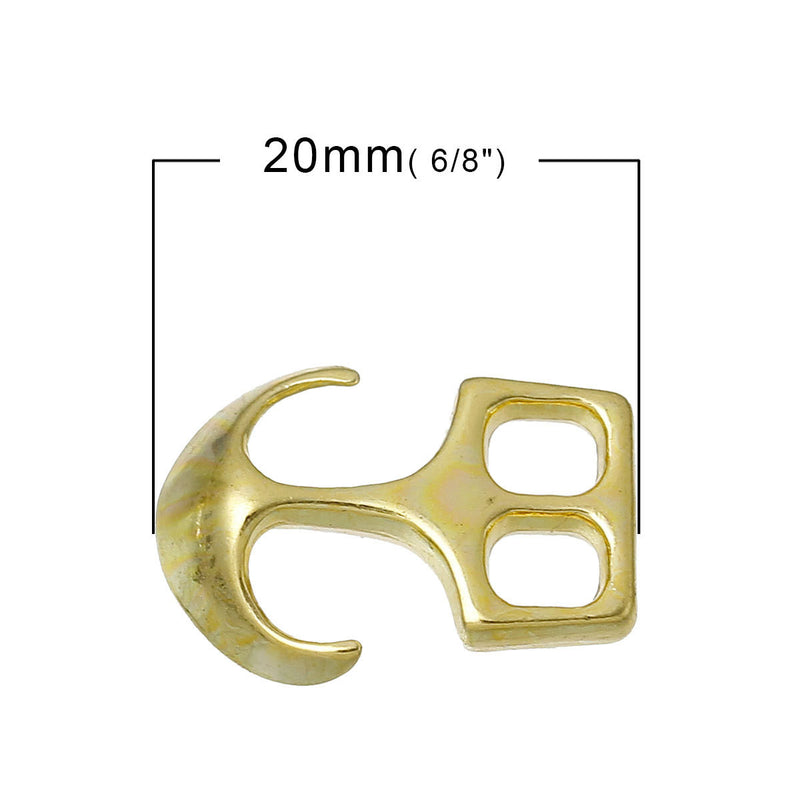 5 Gold Anchor Hook Clasp Connectors, paracord connectors, leather bracelet clasp, fcl0187