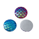 14mm MERMAID FISH Scale Cabochons, Round Resin Metallic, Mixed AB iridescent, 50 pieces, cab0468b
