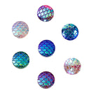 12mm MERMAID FISH Scale Cabochons, Round Resin Metallic, Mixed AB iridescent, 100 pieces, cab0469b