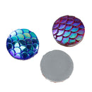 12mm MERMAID FISH Scale Cabochons, Round Resin Metallic, Mixed AB iridescent, 10 pieces, cab0469a