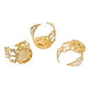 5 Gold Filigree Cabochon Ring Blanks, Fits 12mm round cabochon, 12mm bezel tray, METALLIC gold plate, adjustable sizing, fin0565