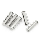 2 Magnetic 4-strand SILVER PLATED Slider Connector Clasps, magnet slide clasps, 25x10mm for Multi Strand Bracelets and Necklaces, fcl0195