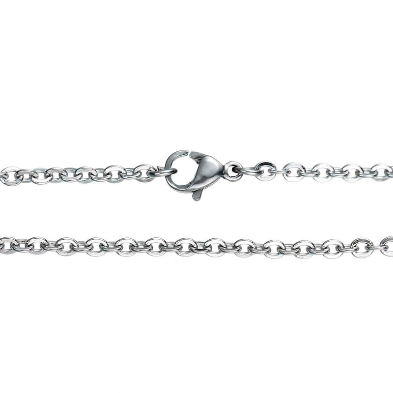 5 Stainless Steel Cable Link Chain Necklaces with Lobster Clasp, non tarnish, 20" long oval links are 3mm x 2.5mm, fch0456