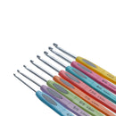 Set of 8 Aluminum Crochet Hooks, with soft flexible grips, sizes 2.5mm (size 4) through 6mm (size 10), tol0607