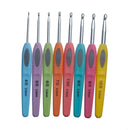 Set of 8 Aluminum Crochet Hooks, with soft flexible grips, sizes 2.5mm (size 4) through 6mm (size 10), tol0607