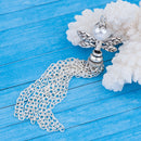 2 Silver Tone ANGEL CHAIN Tassel Pendant Charms, pearl wings, about 3-3/8" long chs2454