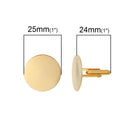 10 Gold Plated CUFF LINKS Blanks, CUFFLINKS, fits 25mm Round Cabochon Pad, fin0570
