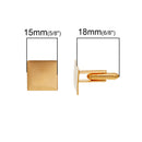 10 Gold Plated Square CUFF LINKS Blanks, CUFFLINKS, fits 15mm Square Cabochon Pad, fin0571