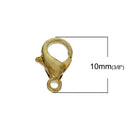 100 bulk package 14K gold plated lobster clasps, 10mm x 6mm, fcl0197