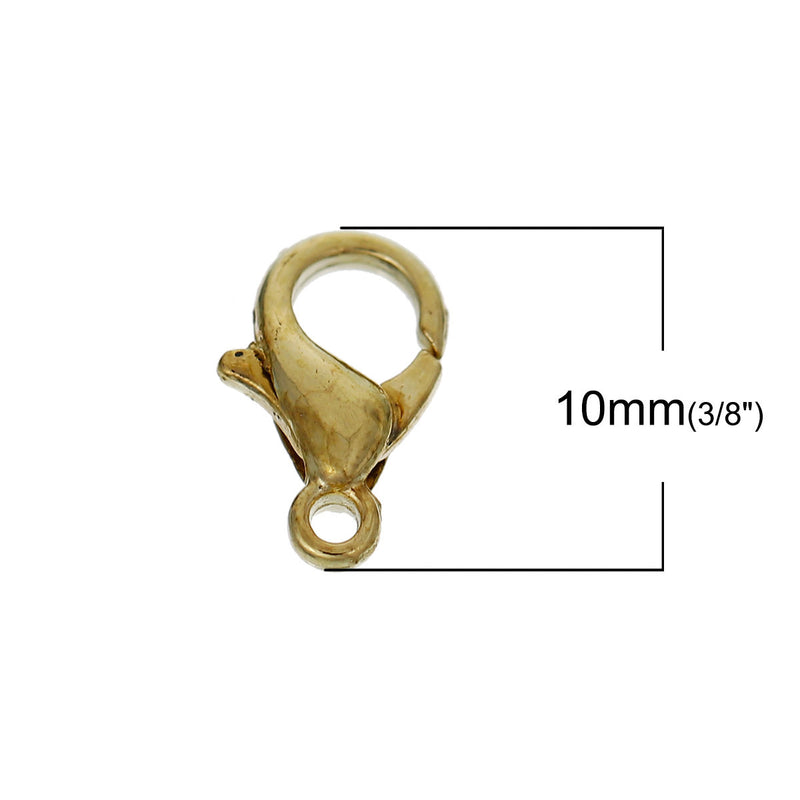 100 bulk package 14K gold plated lobster clasps, 10mm x 6mm, fcl0197