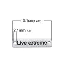 10 Antique Silver "Live extreme" Metal Tags, rectangle bar connector link, bracelet connector, stamped rectangle charm, 31mm, 1-1/4" chs2460