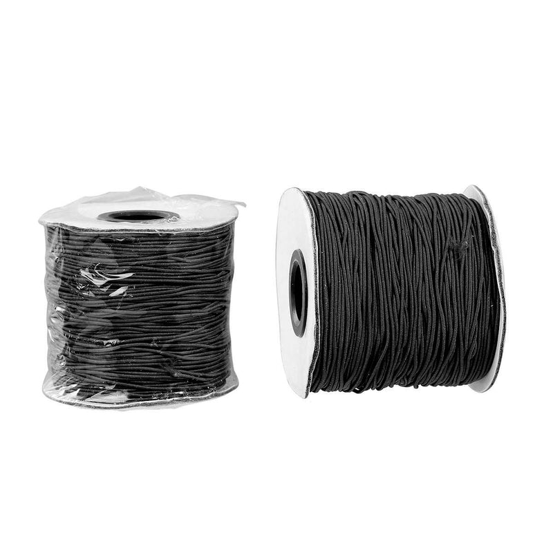 Bulk Roll 90 Meters JET BLACK Cotton and Elastic Stretchy Cord, 1mm,  cor0112