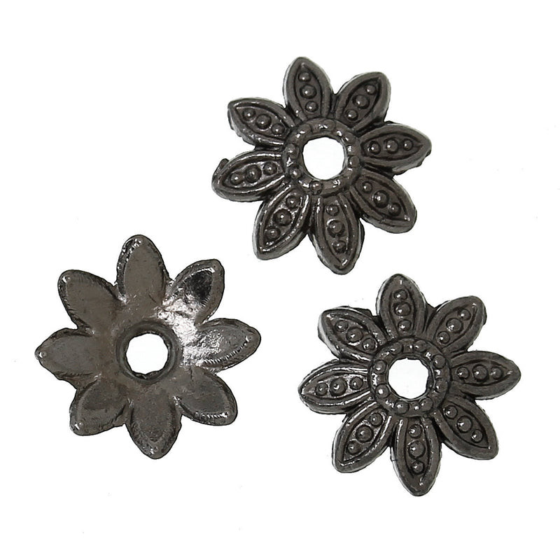 Gunmetal Black Leaf Bead Caps, Leaves Bead End Caps, 7mm, fin0547