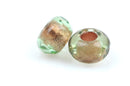 25 GREEN and GOLD Rondelles Czech Glass Beads, Gold Electroplate, 8mm, bgl1379