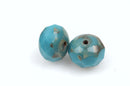 25 TURQUOISE BLUE Rondelles Czech Glass Beads, Picasso, 8mm, bgl1382