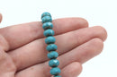25 TURQUOISE BLUE Rondelles Czech Glass Beads, Picasso, 8mm, bgl1382