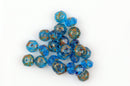 25 TURQUOISE BLUE Rondelles Czech Glass Beads, Picasso, 8mm, bgl1387