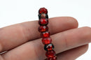25 RED Rondelles Czech Glass Beads, metallic core, 8mm, bgl1391