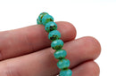 25 Rondelle Czech Pressed Glass Beads, 6mm faceted, turquoise blue green Picasso bgl1396